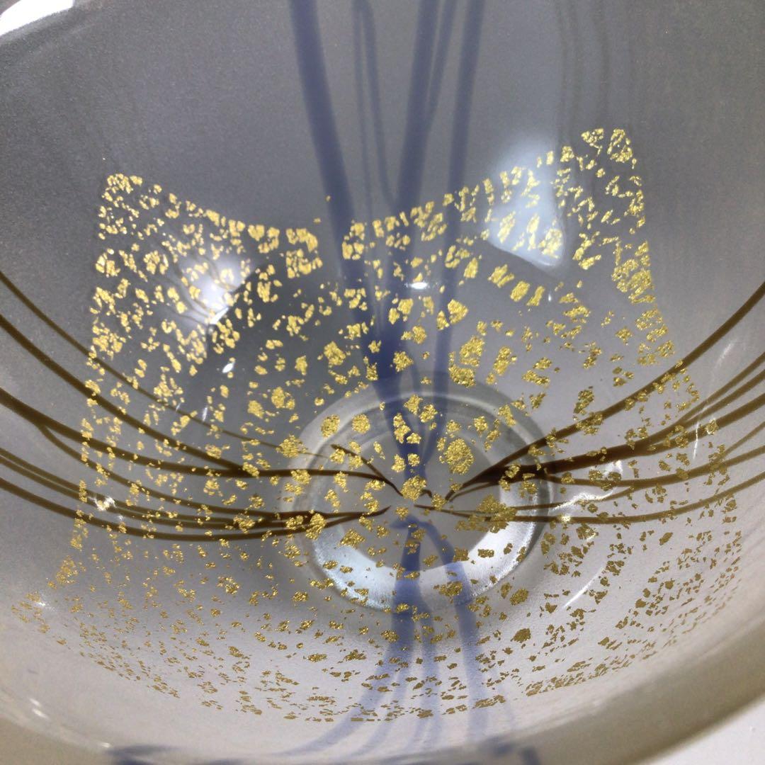 Ｐ６７４　茶碗　『堀口幸子造』『金箔麦藁手』『瑠璃茶碗』　義山茶碗　共箱　茶道具