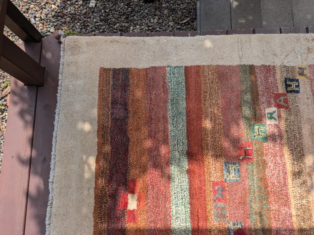 356　ギャッベ 絨毯　170×245㎝ 厚み約２㎝　ウール100％　ギャベ