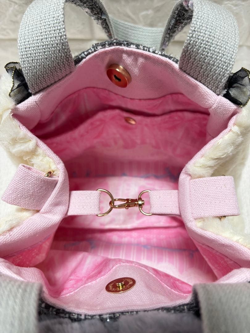 黒*こ様 コヤンイサムチョン　ハンドメイド　ファーバッグ　ギムくん　グレーうさぎ