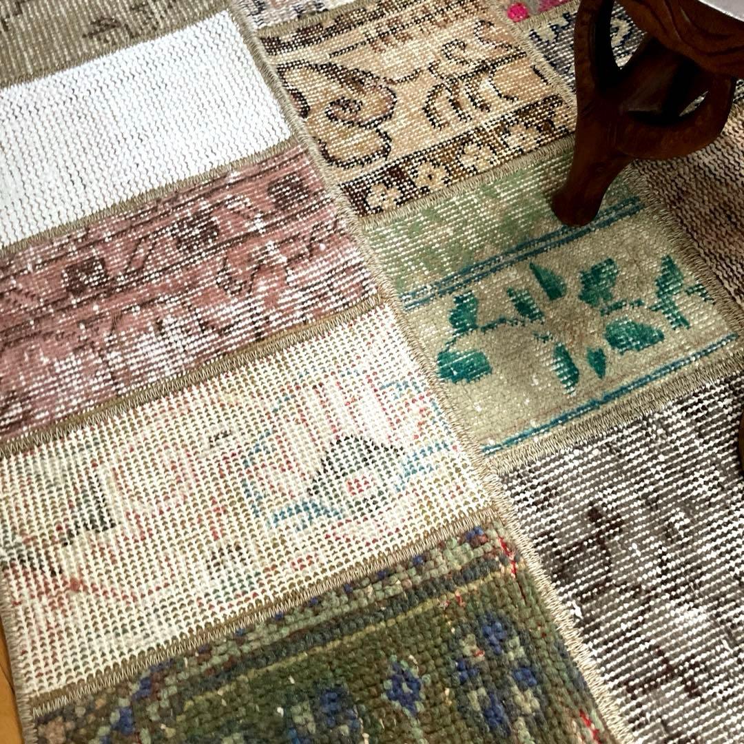 62×119 あると便利なパッチワークラグ　トルコヴィンテージラグ