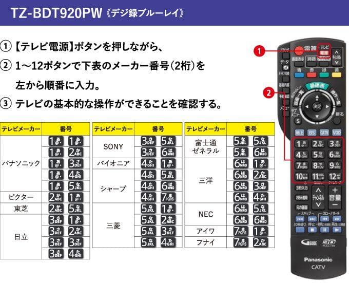 動作保証TZ-BDT920PW ブルーレイレコーダー 1TB HDD内蔵#107