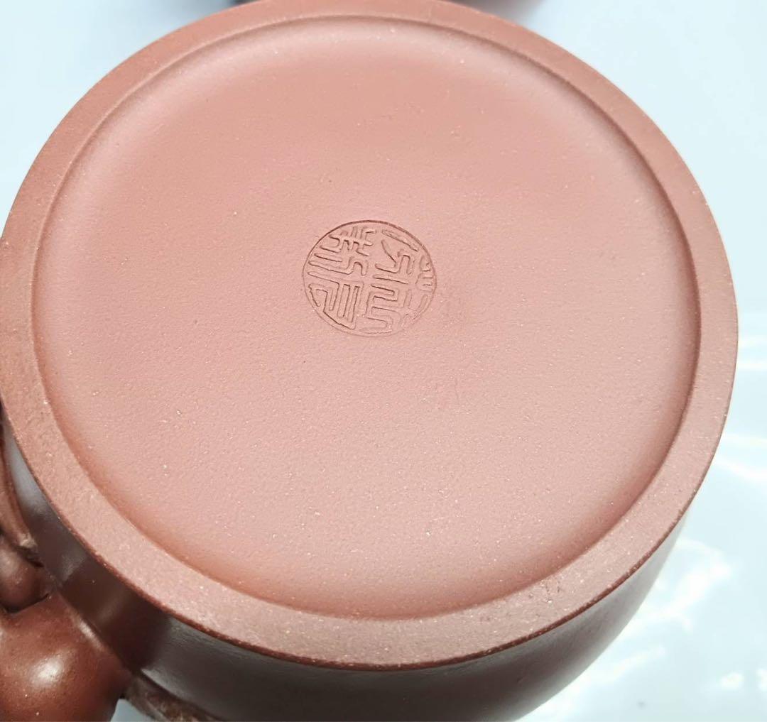 中国 茶器 マグカップ 蓋付き 桃 2客 ペアセット 刻印有 骨董 アンティーク
