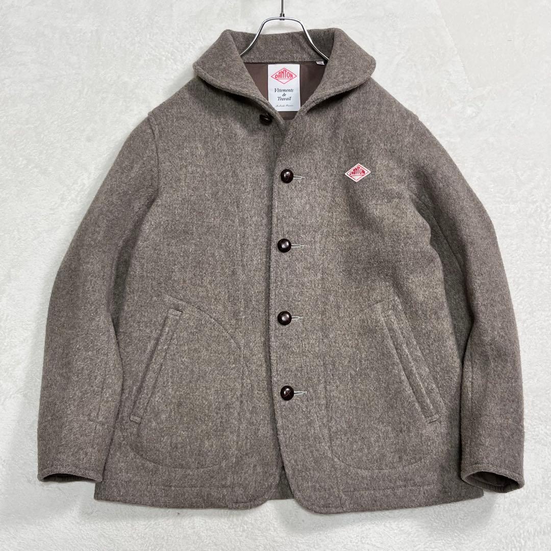 美品『ダントン』ウールモッサ メルトンジャケット 丸襟 くるみ釦 ベージュ 42