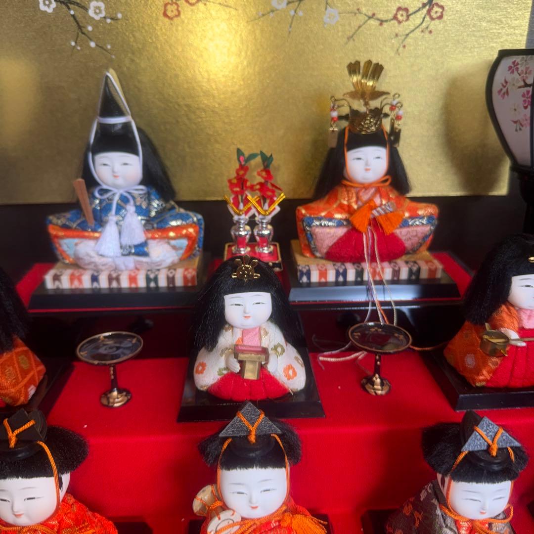 久月木目込5段飾り雛人形セット 伝統的デザイン ケース付き