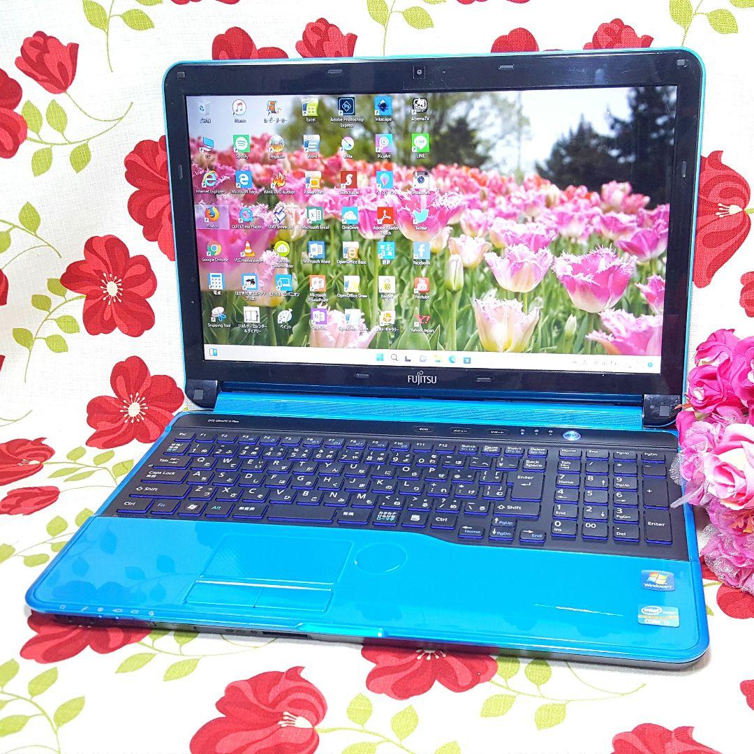 富士通/Core-i7/新品SSD480G/メモリ8G/LIFEBOOK/ブルー