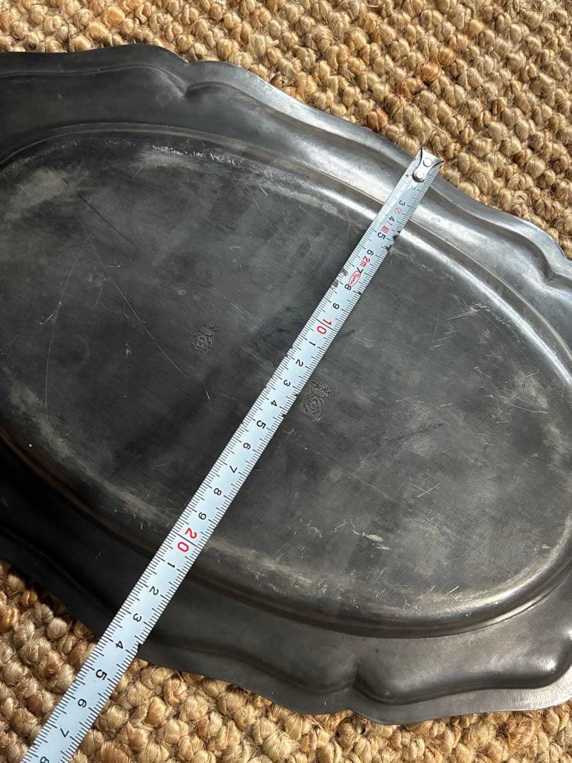 【超大判】フランス購入 花リム平皿 ピューター