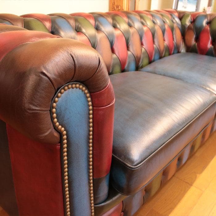 チェスターフィールド ソファ 3人掛け パッチワーク風デザイン 358-033