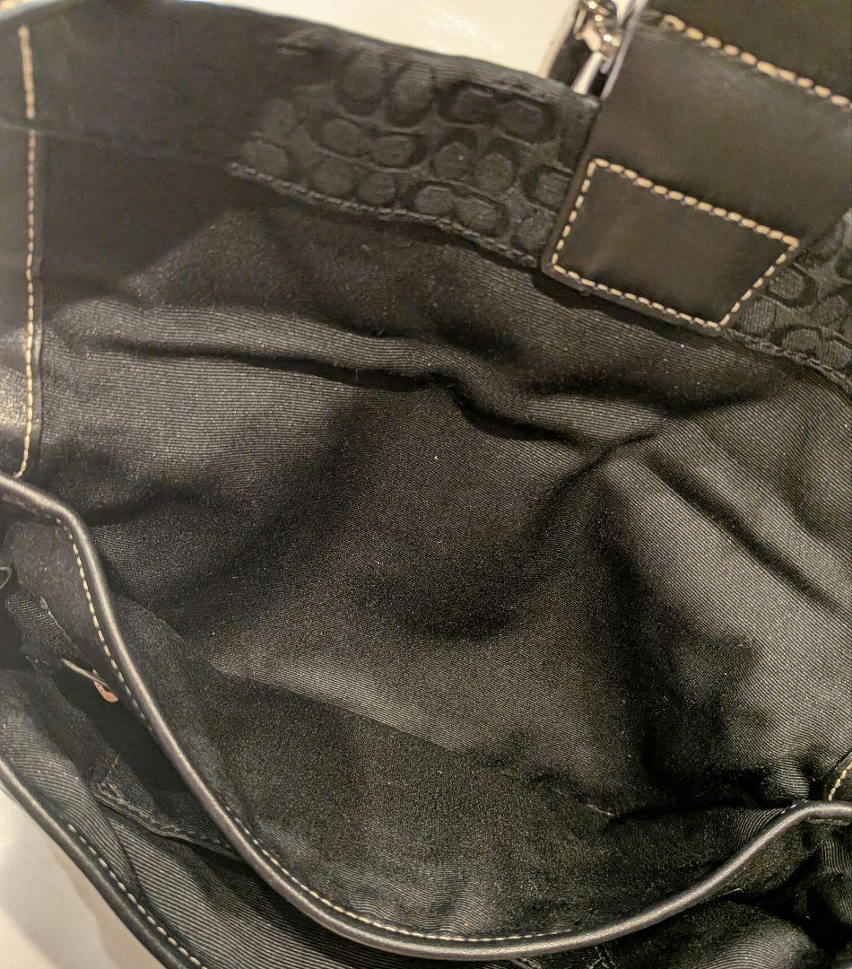 コーチCOACH ショルダーバッグ　レザー　キャンバス　シグネチャー　黒