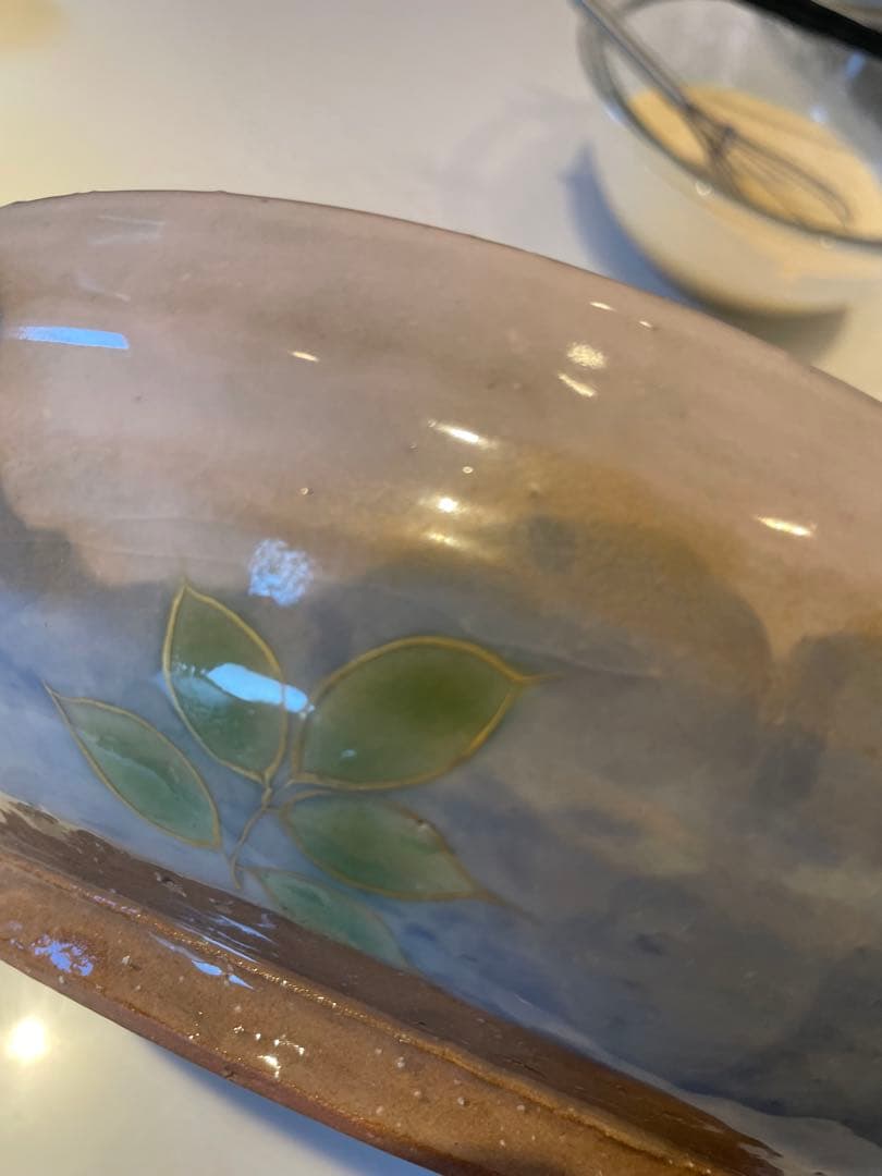 陶葊　陶あん　取手付き器　藤の花