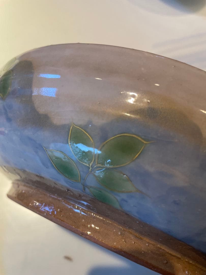 陶葊　陶あん　取手付き器　藤の花