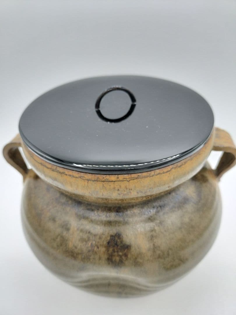 c528 水指 志戸呂 笹耳　広前心斉 替蓋付 遠州七窯　木箱 茶道具