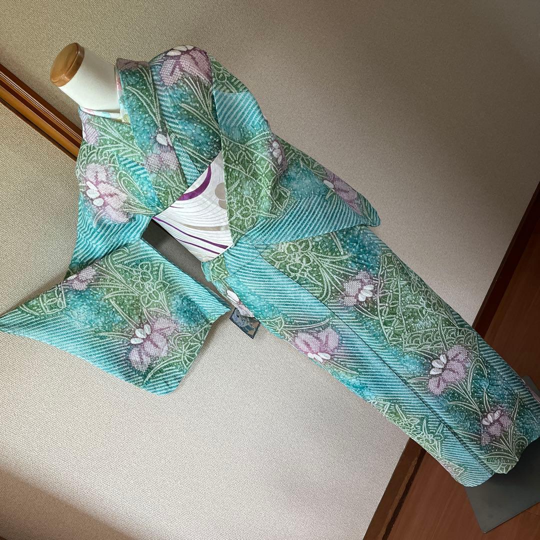 有松絞り　ゆかた単品　浴衣ミントカラー