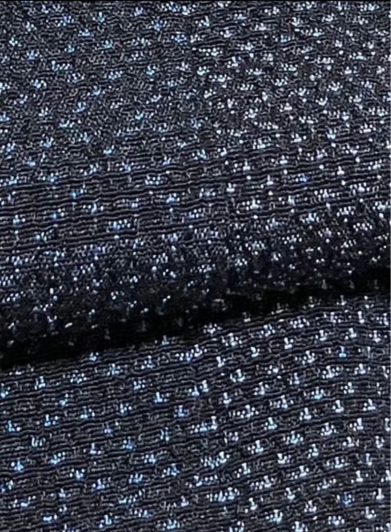 本塩沢　単衣　縦縞　しつけ付　未着用