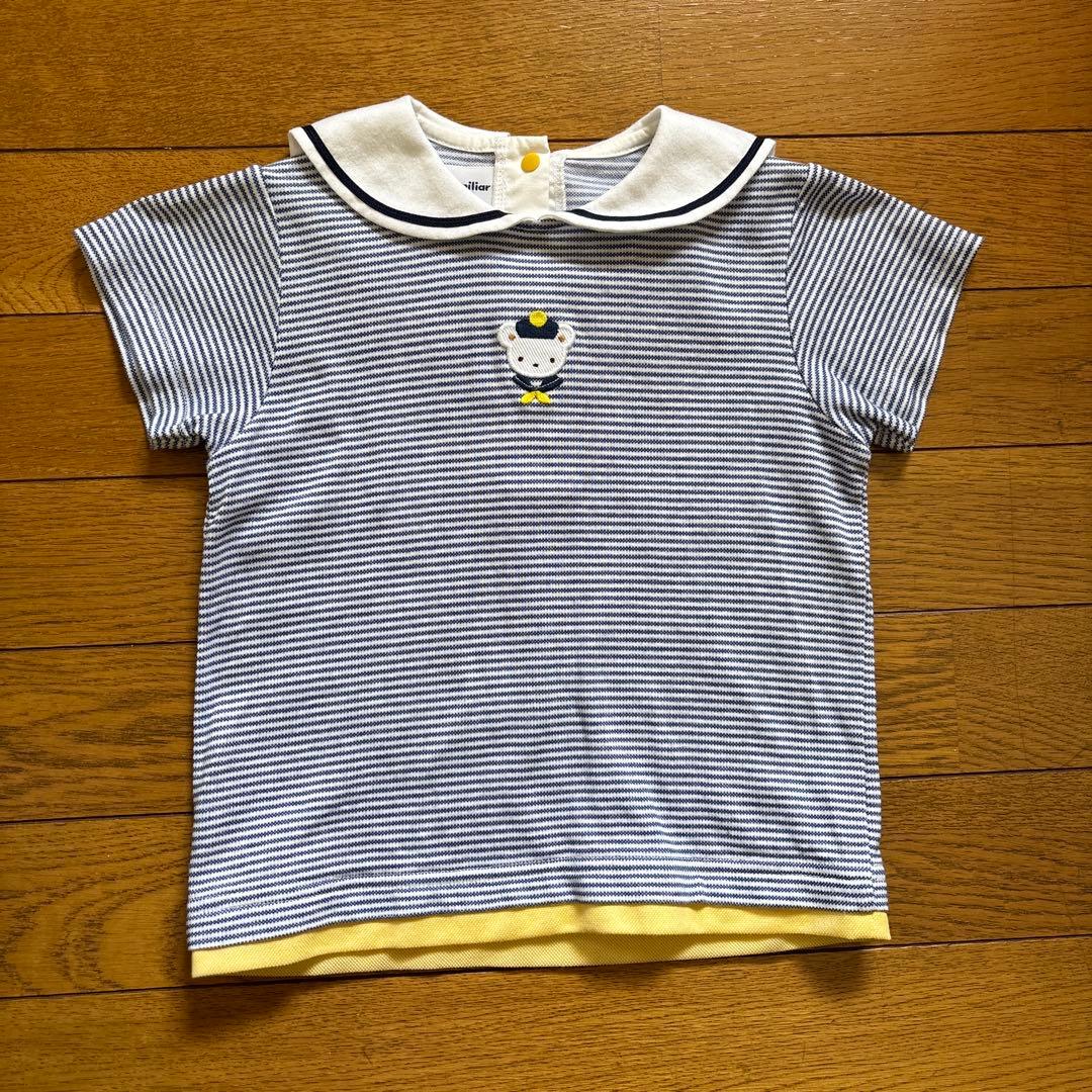 【最終価格】ほぼ新品 ファミリア トップス セーラー襟 Tシャツ 100