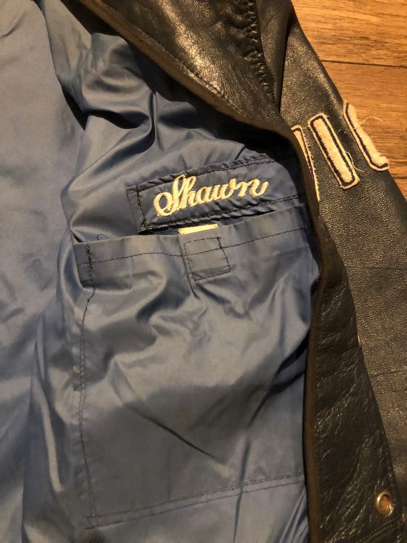 オールレザー スタジャン vintage ネイビー ボロ