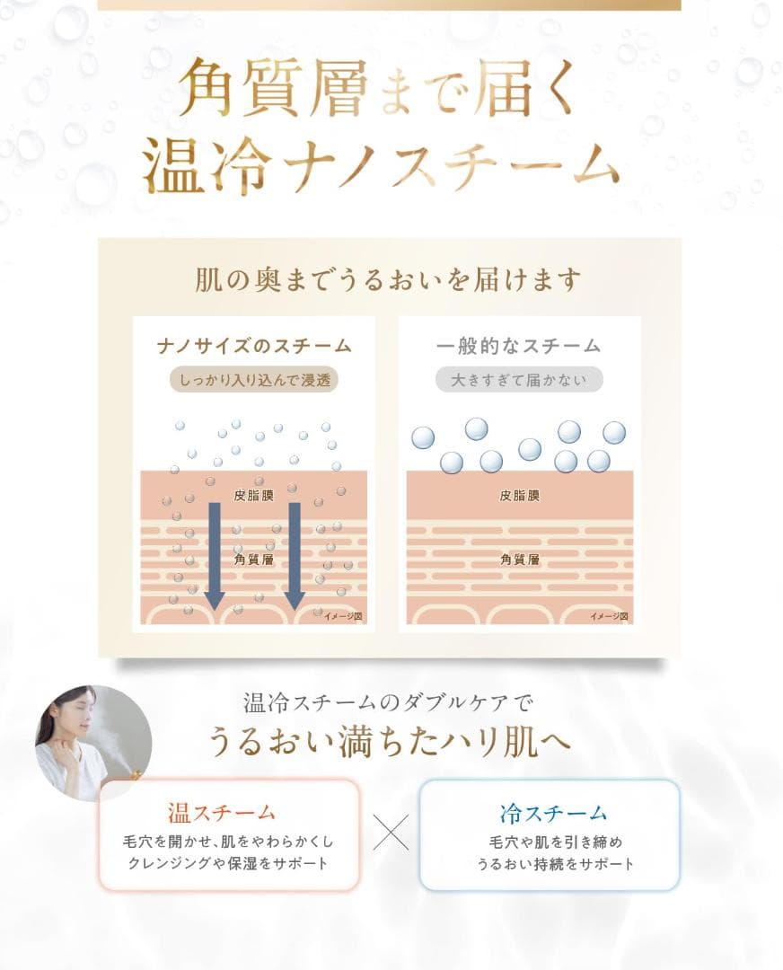 保湿 美容 濃密ナノミスト フェイススチーマー スチーマー 温冷