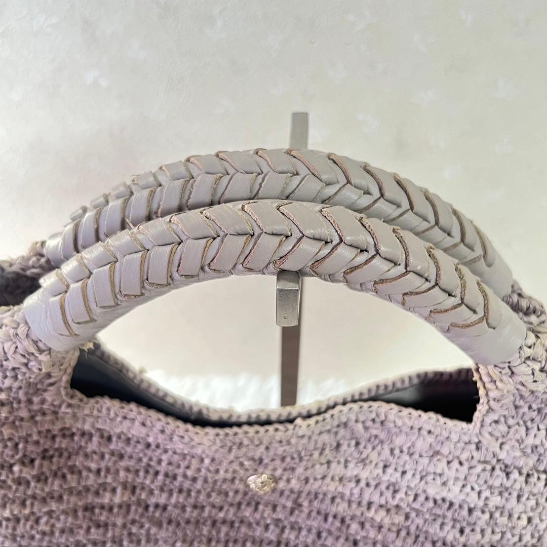 HELEN KAMINSKI ラフィアバッグ カゴバッグ レザーハンドル　グレー