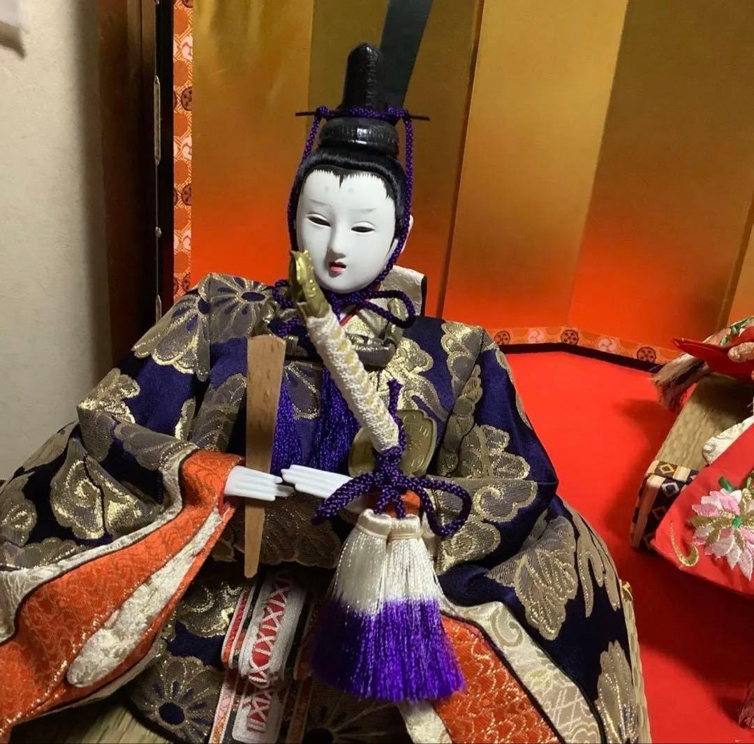 #親王飾り　●豪華衣装・良いお顔です。小道具あります、丁寧な作りです‼️−３３