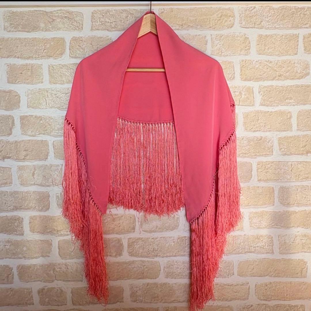フラメンコ衣装　ドレス　ダーク紅色 ピンク花柄