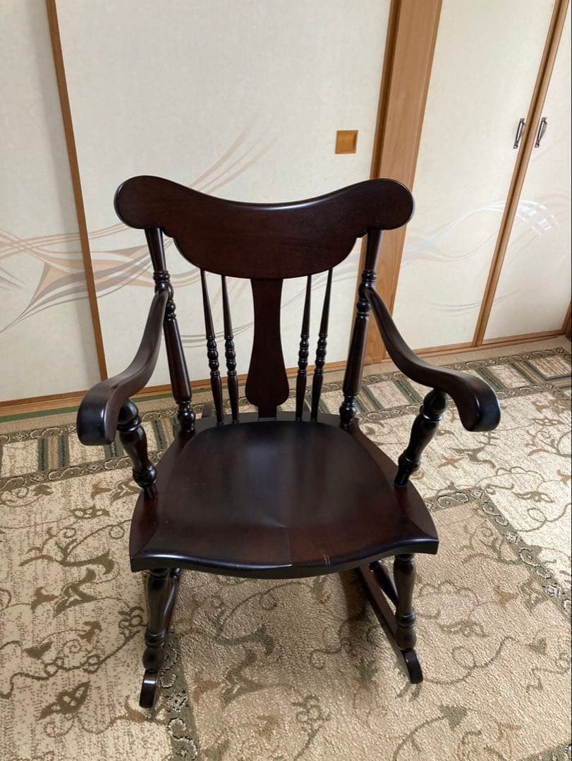 【松本民芸家具】木製ロッキングチェア ダークブラウン 39A型