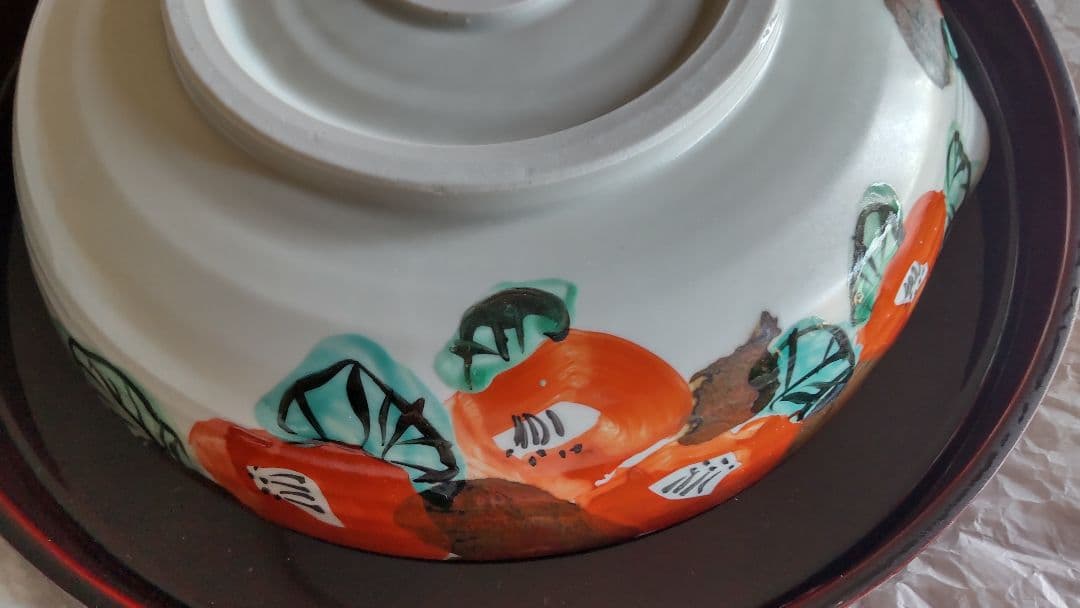 未使用 美濃焼 和田一人作 紅白 椿 片口鉢 皿 金彩