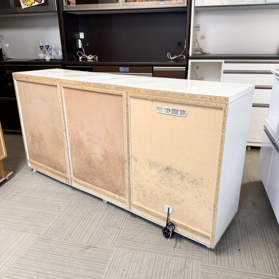 【お買い得‼️】大川家具 180cm幅キッチンカウンター 2連ダストボックス付き