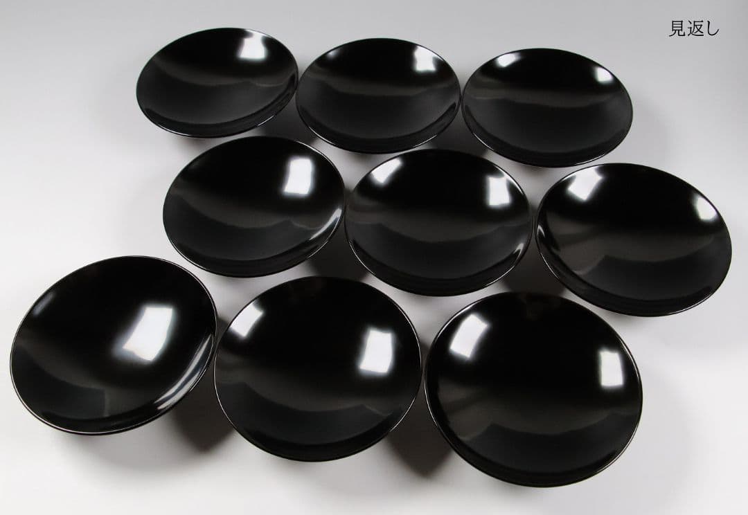 CK73 能登輪島塗 漆光堂謹製 流水菊 金蒔絵 黒塗吸物椀 九客 木箱 木製