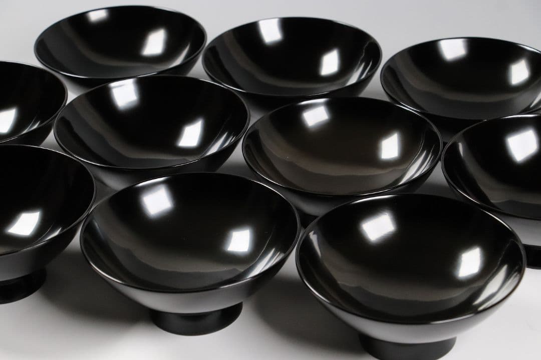 CK73 能登輪島塗 漆光堂謹製 流水菊 金蒔絵 黒塗吸物椀 九客 木箱 木製