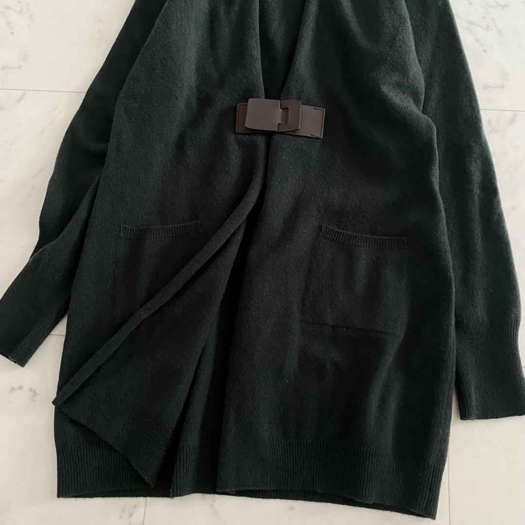 美品 ファビアナフィリッピ カシミヤシルク レザーバックルカーディガン M相当