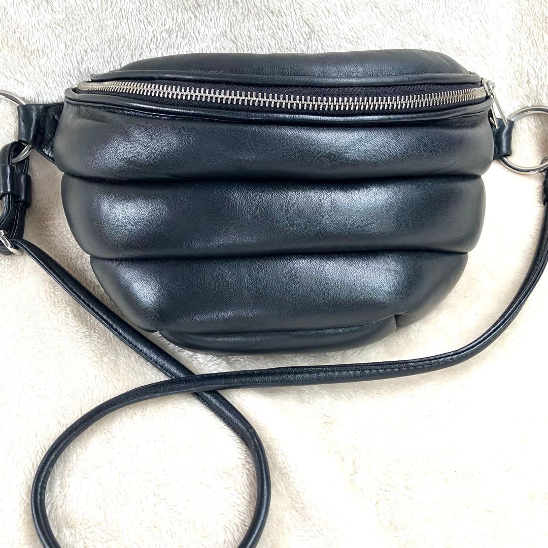 【美品✨】marimekko マリメッコ ショルダーバッグ レザー ブラック