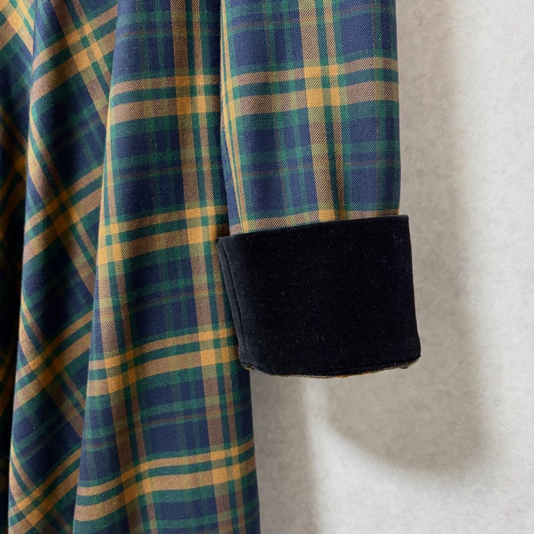 【美品】セラフィム＊ベルベット　グリーンチェックのワンピース