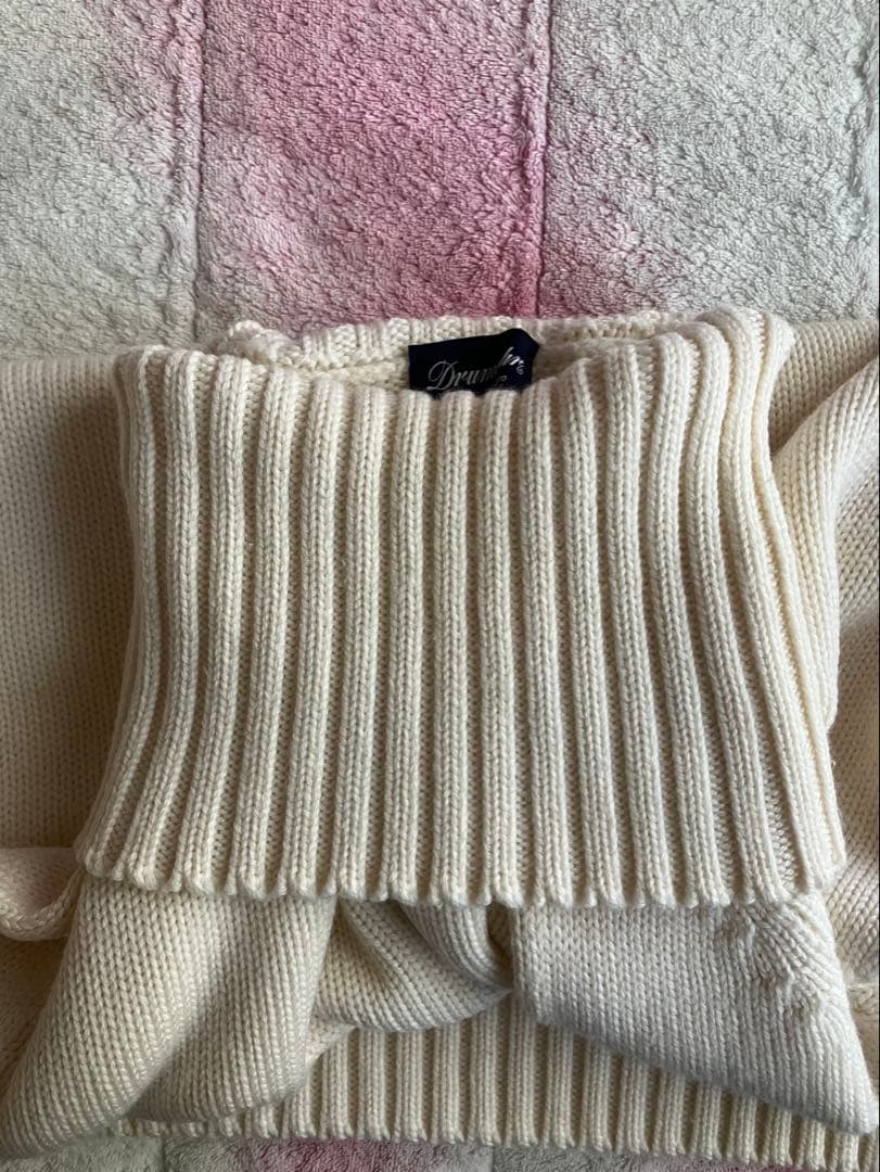 Drumohr メリノウール 8G タートルネックニット オフホワイト 46