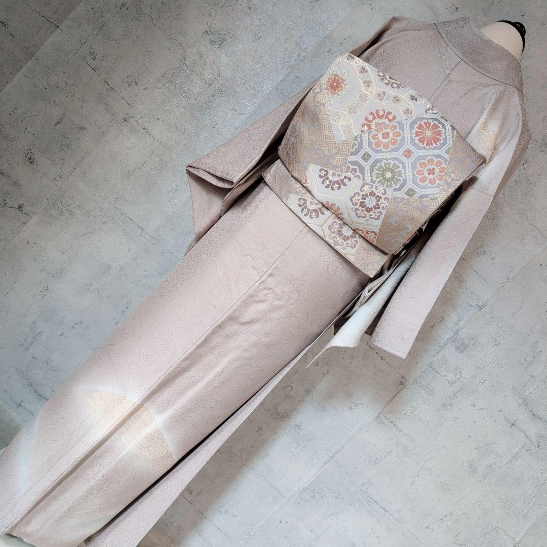 訪問着　フルセット　着物　正絹　金彩加工　おしとやか　シンプル　F8