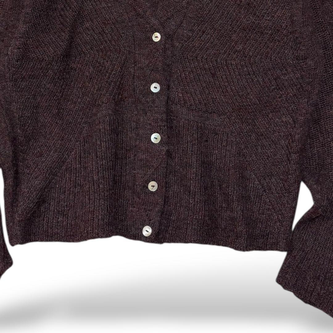 Cotelac アルパカ混 Vネックカーディガン ダークパープル 1 極暖　芸術