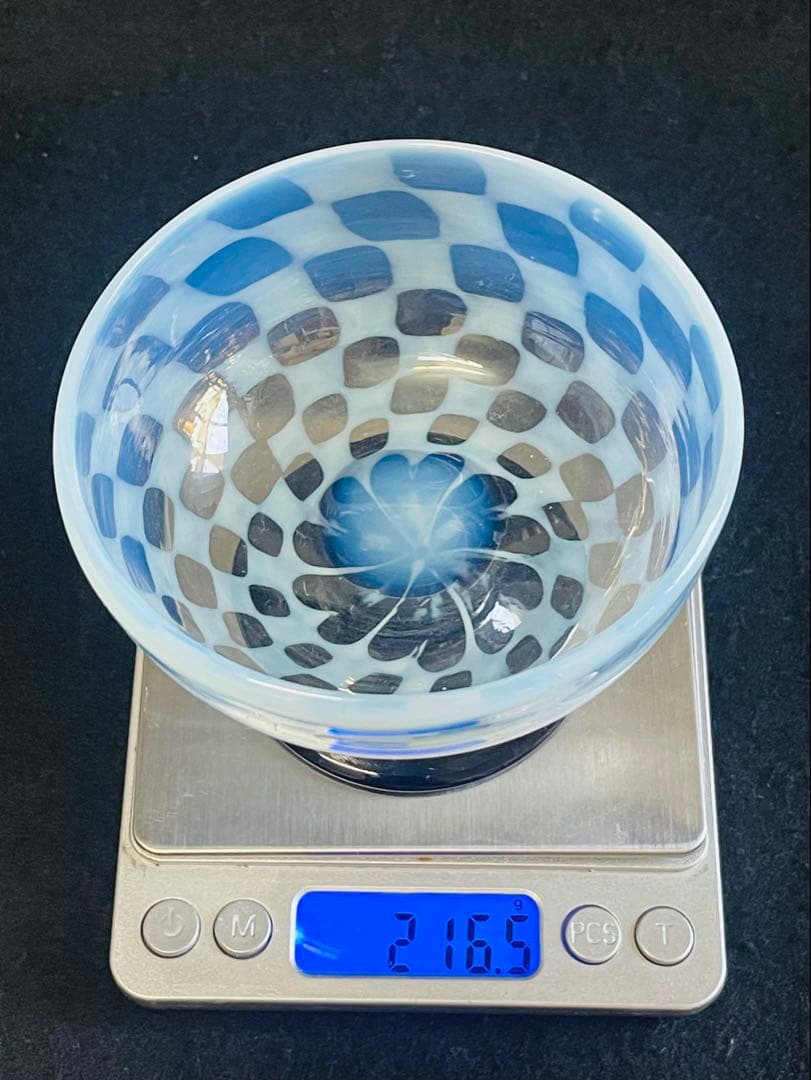 大正ロマン　脚黒市松模様氷コップ