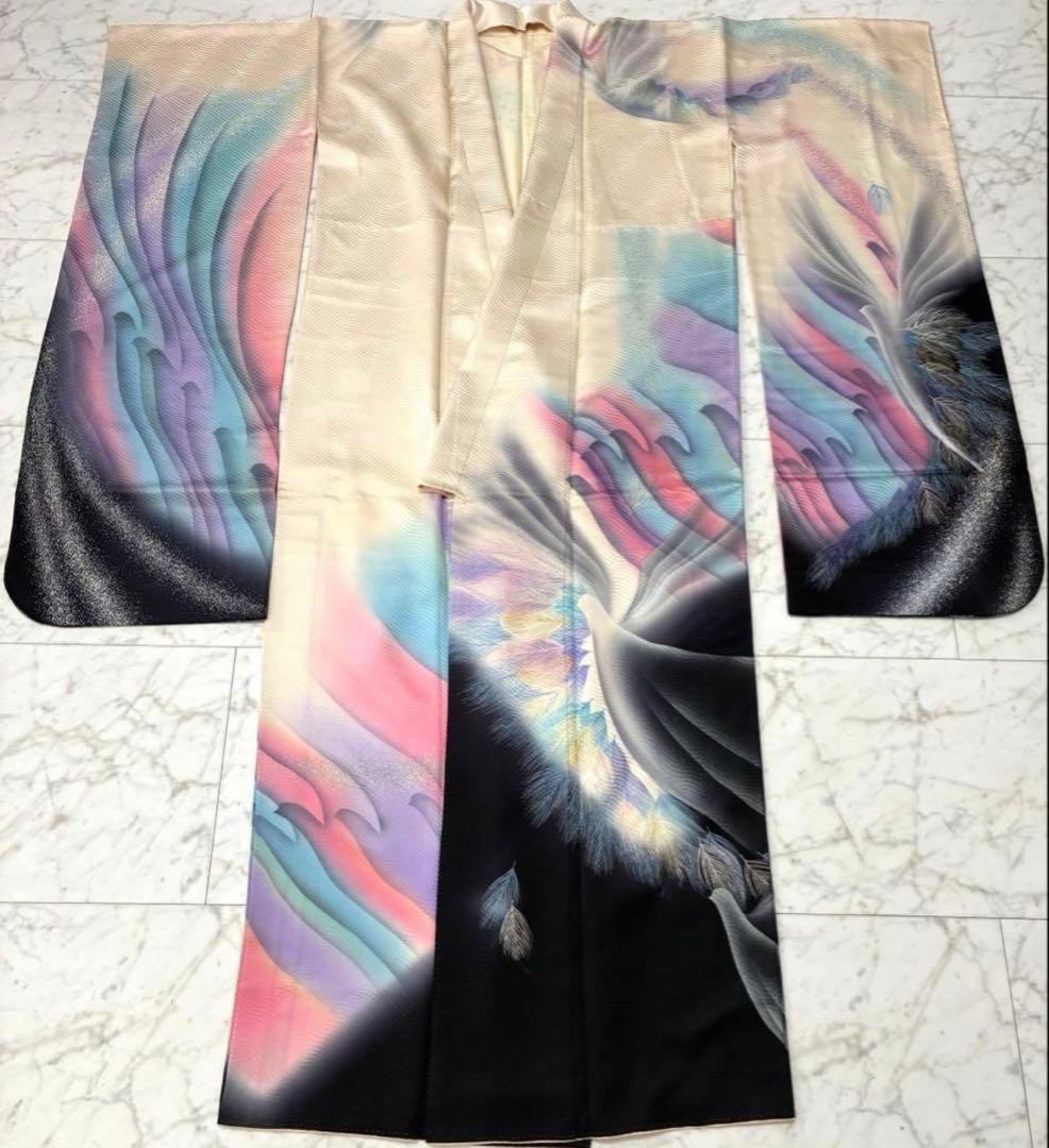 【成人式 振袖 フルセット】正絹 孔雀 秋山庄太郎デザイン