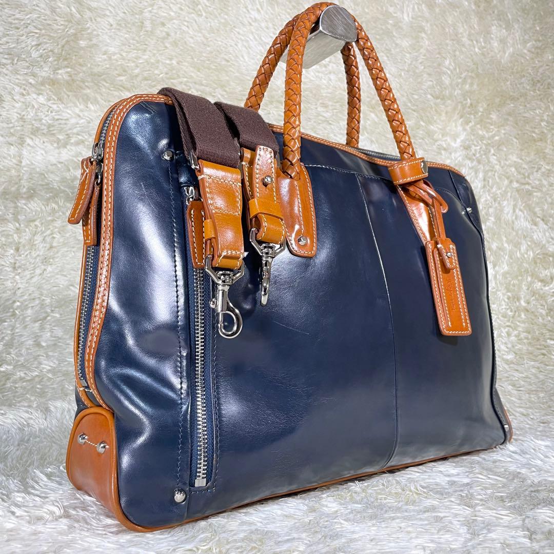 定番❗️キーファーノイ ブリーフケース ネイビー 2way A4 イタリアンレザー