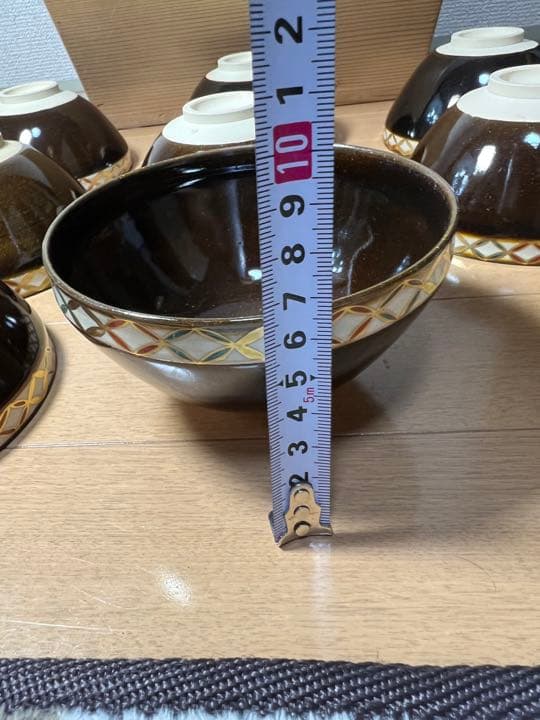 657 清栄寺窯 杉田祥平　天目色絵七宝画　茶碗　9客　未使用　　　有田焼