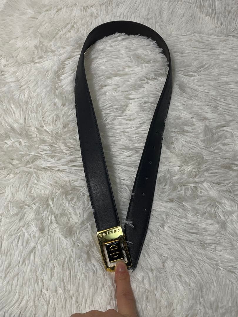 美品　CELINE セリーヌ ゴールドバックル 本革　レザーベルト ブラック