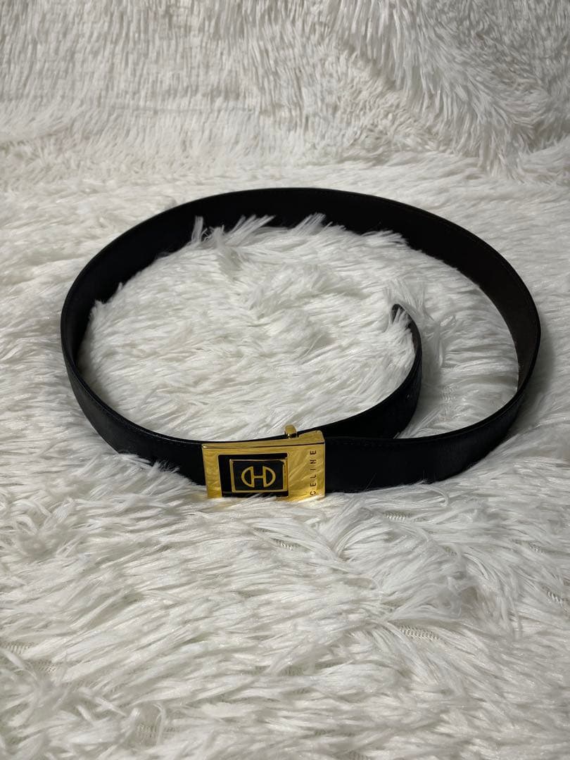 美品　CELINE セリーヌ ゴールドバックル 本革　レザーベルト ブラック