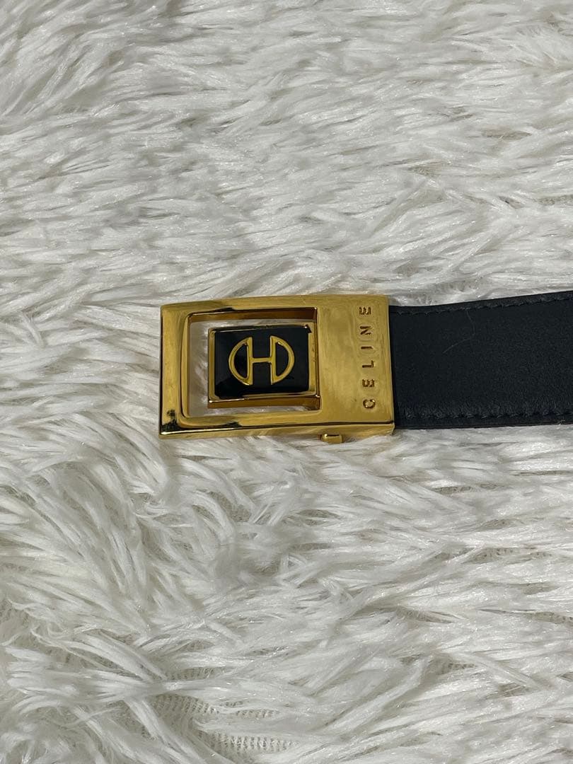 美品　CELINE セリーヌ ゴールドバックル 本革　レザーベルト ブラック