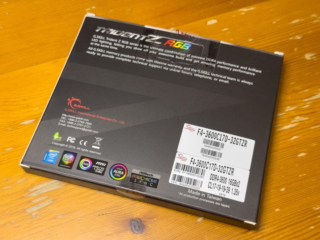 G.SKILL F4-3600C17D-32GTZR（16GBx2）32GB