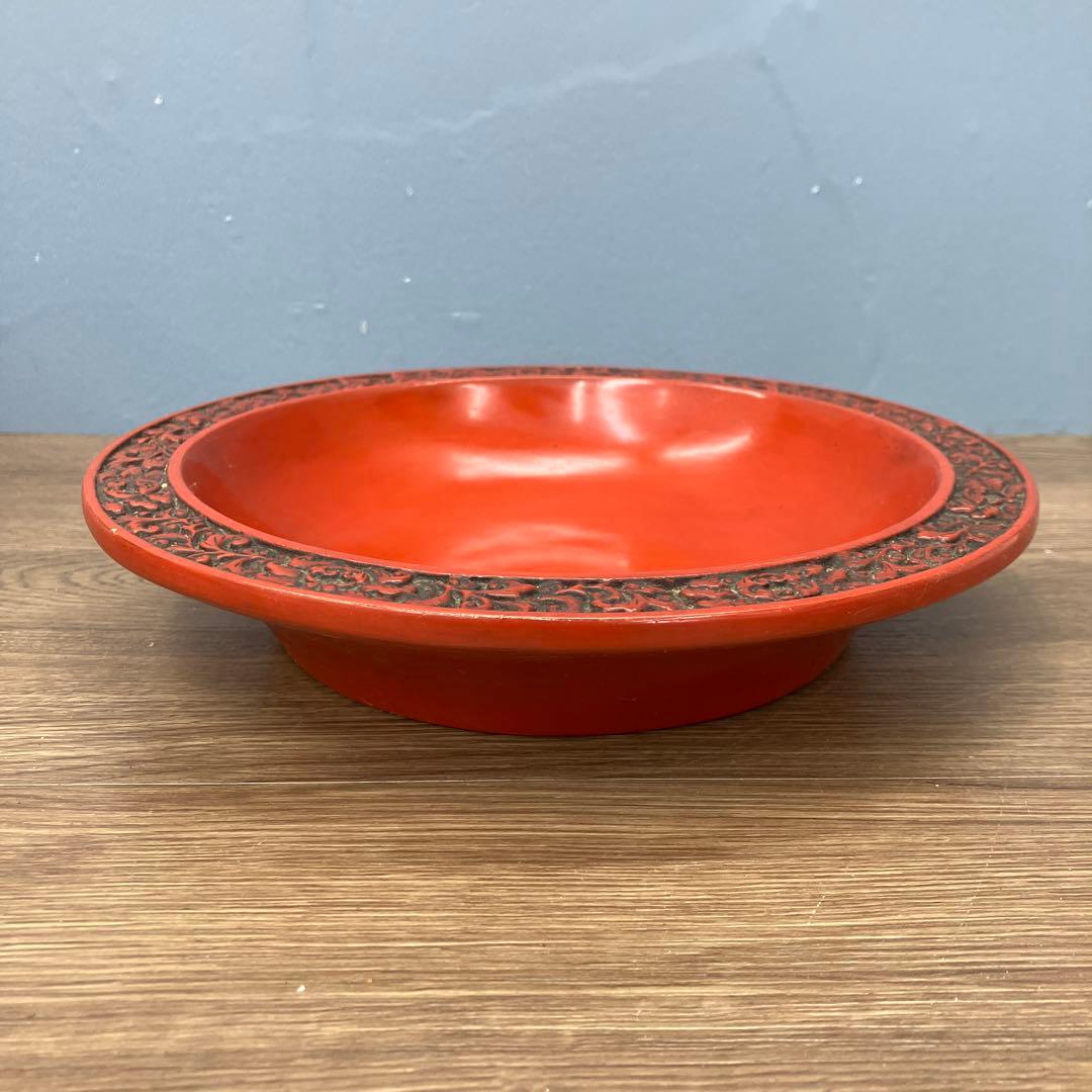 E-2 昭和レトロ 記念品 鎌倉彫風 漆器セット 三段重箱＆菓子鉢 記念刻印あり