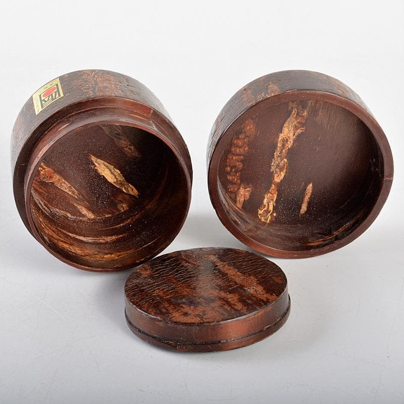 伝統工芸　樺細工　吉田忠作　桜皮抹茶入　共箱　V　R5560