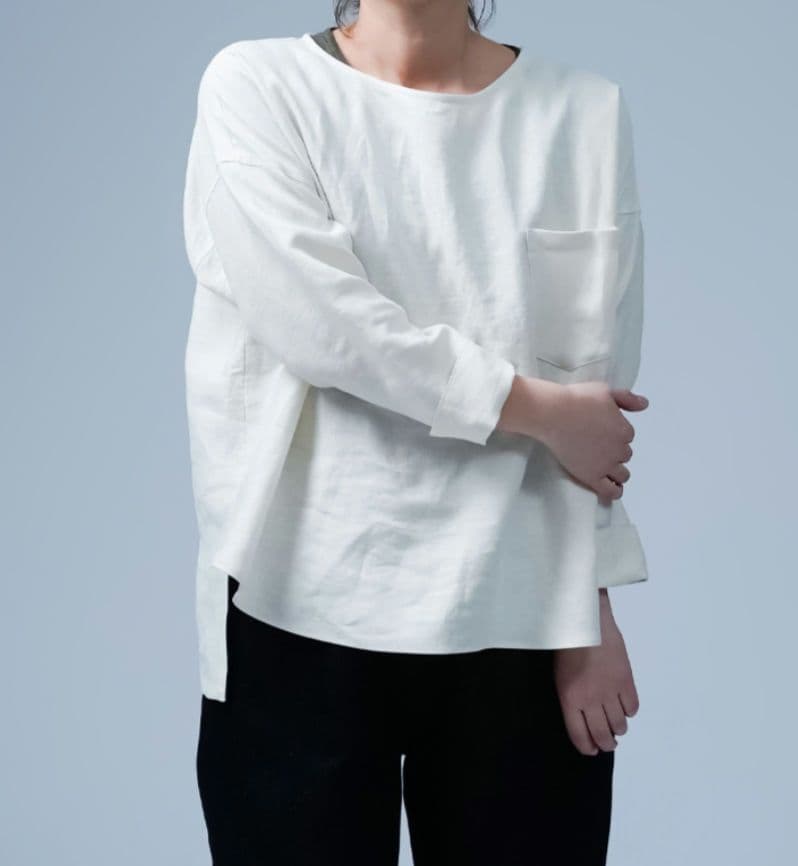 wafu.リネントップス ポケット付き ゆるT
