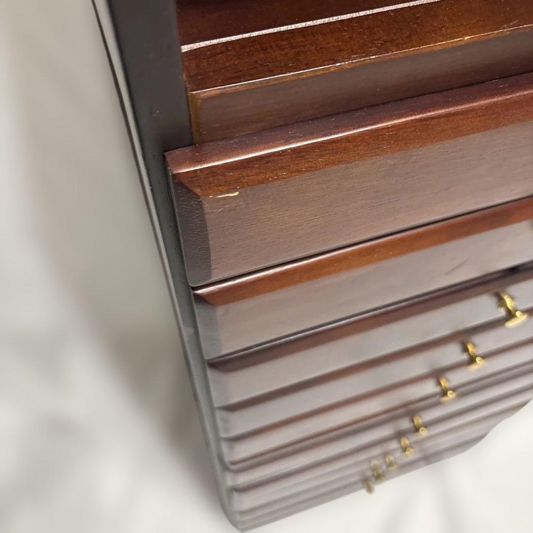 木製 多段チェスト 10段 ダークブラウン 収納家具 小引き出し 整理棚