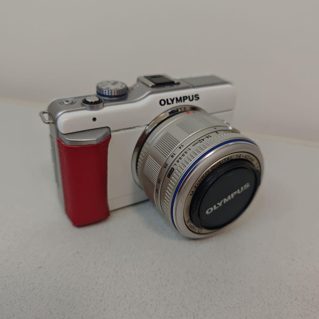 OLYMPUS PEN E-PL1 ホワイト 希少レッドグリップ レンズキット