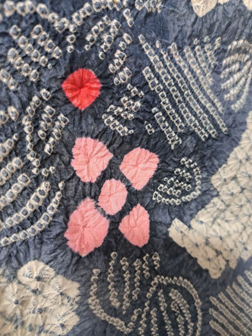 有松絞り 浴衣 シボ良好 手縫い