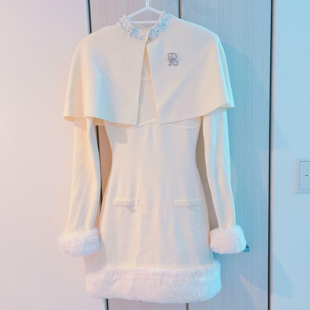 Darich ビジューケープニットミニワンピース FL