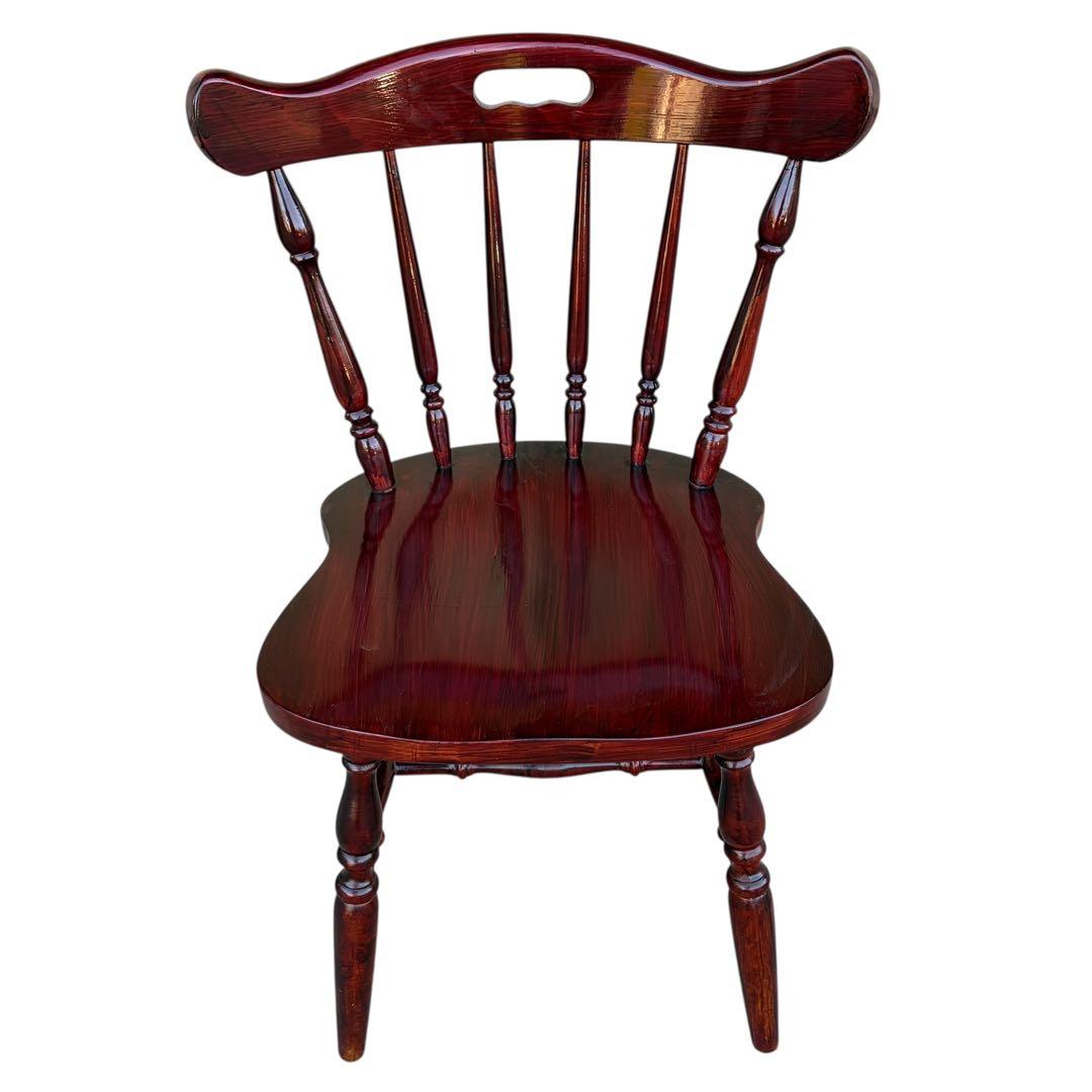 飛騨高山 柏木工 ウィンザーチェア 2脚セット ダイニングチェア ワインレッド②